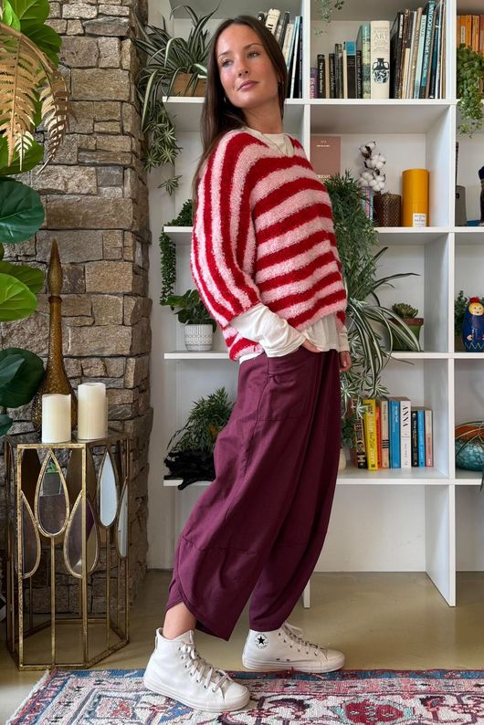 Stripe Boucle Slouch Knit Morello & Rose
